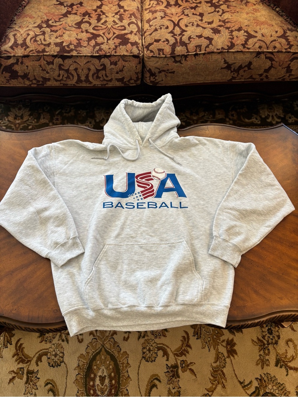 USA Baseball Gray Hoodie Sweatshirt size XL
